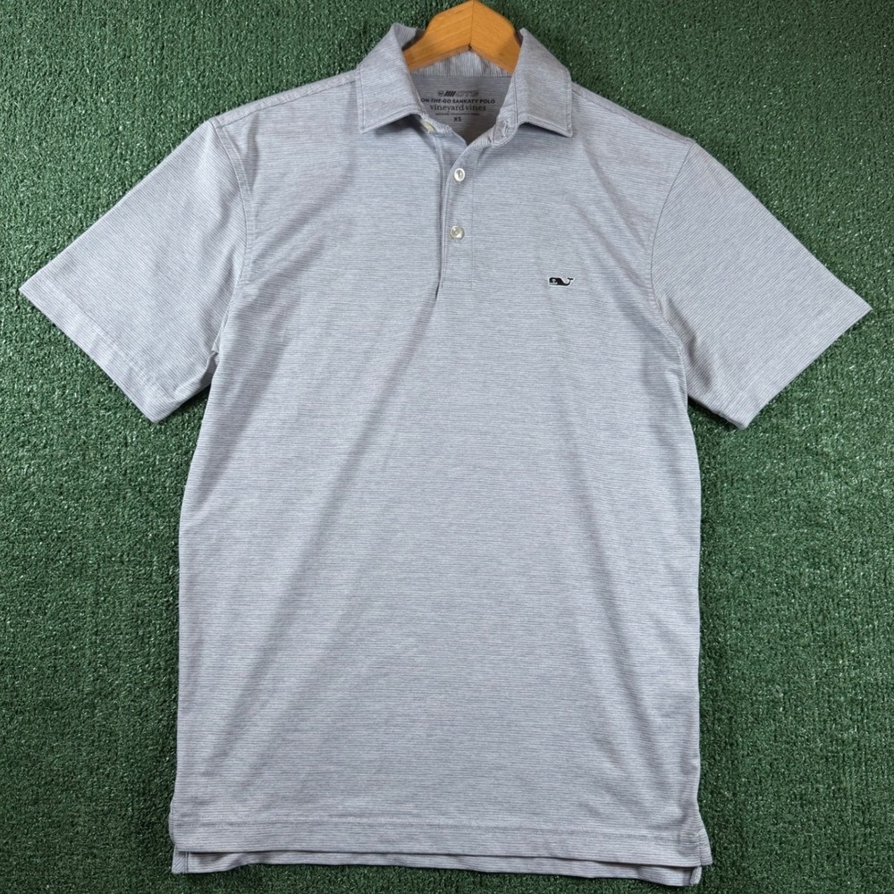 Vineyard Vines Polo Mens XS Blue Good On-The-Go Sankaty Stripe Performance